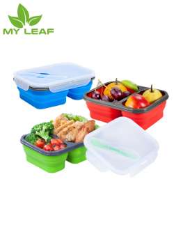SiliconeRetractable ซิลิโคนกล่องอาหารกลางวันพับได้กล่องพับได้ภาชนะเก็บอาหาร-เครื่องล้างจานและช่องแช่แข็งปลอดภัยแบบพกพากล่องอาหารกลางวันพับได้
