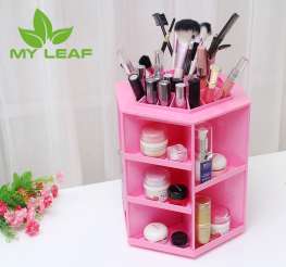 MYLEAF CSB01PK ชั้นเก็บเครื่องสำอางหมุนได้360องศา (สีชมพู)